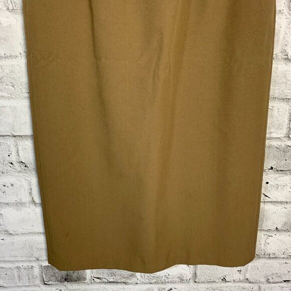 Vintage Camel Pleated High Rise Asymmetric Waist Midi Skirt - Picture 8 of 15